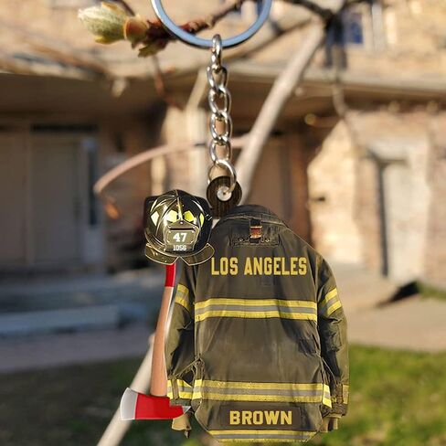 NAZENTI Custom Firefighter Keychain, Personalized Firefighter Gifts For Men, Fireman Keychain, Custom Personalized Keychain in Saudi Arabia