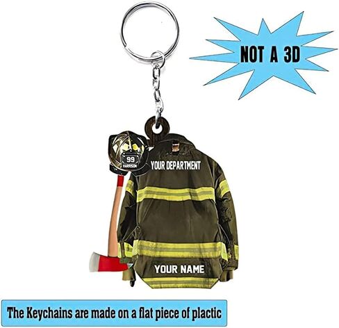 NAZENTI Custom Firefighter Keychain, Personalized Firefighter Gifts For Men, Fireman Keychain, Custom Personalized Keychain in Saudi Arabia