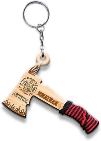 NAZENTI Custom Firefighter Keychain, Personalized Firefighter Gifts For Men, Fireman Keychain, Custom Personalized Keychain in Saudi Arabia