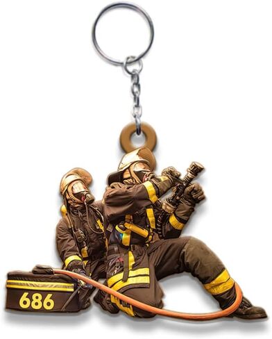 NAZENTI Custom Firefighter Keychain, Personalized Firefighter Gifts For Men, Fireman Keychain, Custom Personalized Keychain in Saudi Arabia