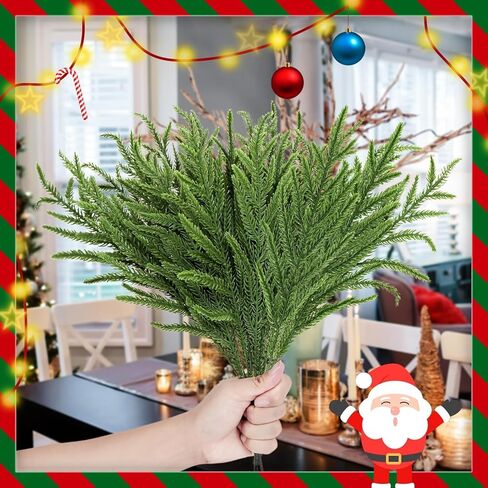 5Pcs Artificial Pine Needles Christmas Branch Green Fake Pines Stems DIY Garland Home Party Flowers Decoration Xmas New Year Gifts (35cm) in Saudi Arabia