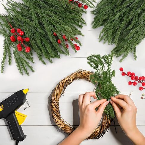 5Pcs Artificial Pine Needles Christmas Branch Green Fake Pines Stems DIY Garland Home Party Flowers Decoration Xmas New Year Gifts (35cm) in Saudi Arabia