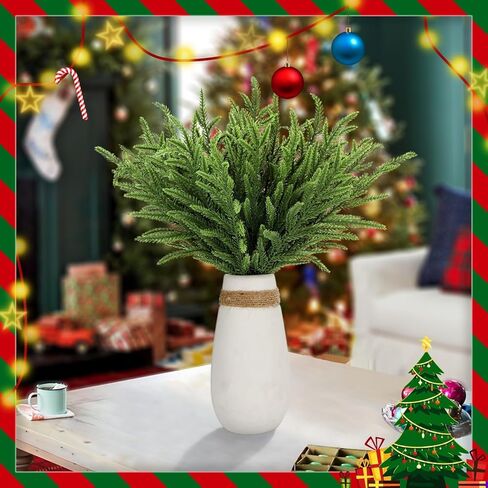 5Pcs Artificial Pine Needles Christmas Branch Green Fake Pines Stems DIY Garland Home Party Flowers Decoration Xmas New Year Gifts (35cm) in Saudi Arabia