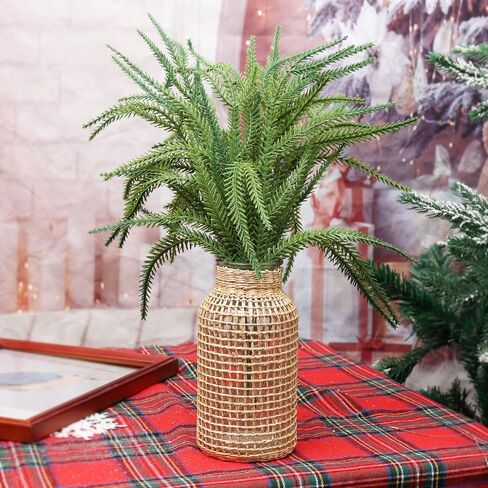 5Pcs Artificial Pine Needles Christmas Branch Green Fake Pines Stems DIY Garland Home Party Flowers Decoration Xmas New Year Gifts (35cm) in Saudi Arabia