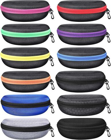 Weewooday 12 Pack Black Hard Shell Sunglasses Case Zipper Eyeglasses Case Portable Travel Glasses Case for Men Women in Kuwait
