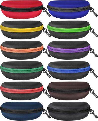 Weewooday 12 Pack Black Hard Shell نظارات شمسية Case Zipper Eyeglasses Case Caseable Classes Cases for Men Women in Kuwait