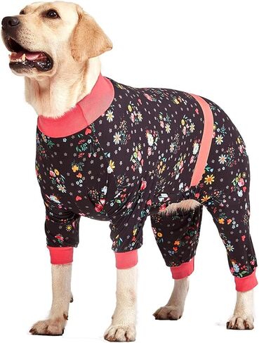 LovinPet Large/Big Dog Pajamas, Post Surgery Onesie for Large Breed Dogs, Reflective Stripe, Breatheable Stretch Jersey Knit, Nighttime Print Dog Jammies, Pet PJ's/Large in Saudi Arabia