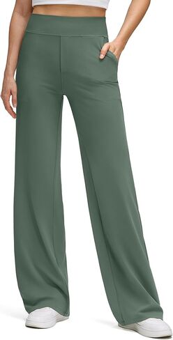 G4Free BareFeel High Stretch Wide Leg Pants for Women Soft Comfy Casual Yoga Pants with Pockets (Gray Sage,M,29") in Saudi Arabia