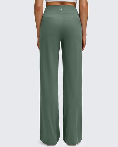 G4Free BareFeel High Stretch Wide Leg Pants for Women Soft Comfy Casual Yoga Pants with Pockets (Gray Sage,M,29") in Saudi Arabia