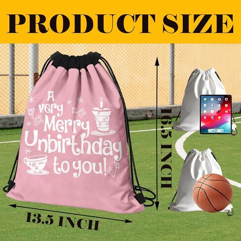GXJGWSQ Drawstring Bag for Women Men, Movie Inspired Bag - A Very Merry Unbirthday To You, Lightweight Drawstring Sports Backpack, Practical Bags for Sports, Travel, Daily, Birthday Gift 177 in Saudi Arabia