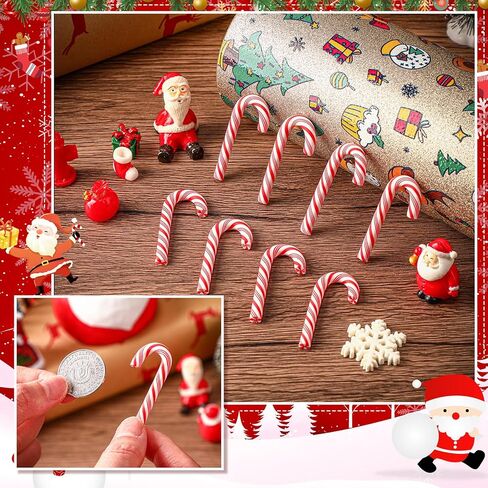 2" Fake Candy Canes-Polymer Clay Candy Cane Craft,Mini Christmas Decorations, 50pcs Peppermint Ornaments for Tree Hanging DIY Decor Supplies in Saudi Arabia