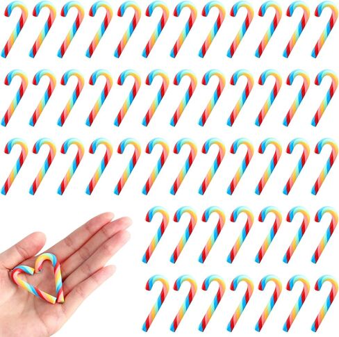 2" Fake Candy Canes-Polymer Clay Candy Cane Craft,Mini Christmas Decorations, 50pcs Peppermint Ornaments for Tree Hanging DIY Decor Supplies in Saudi Arabia