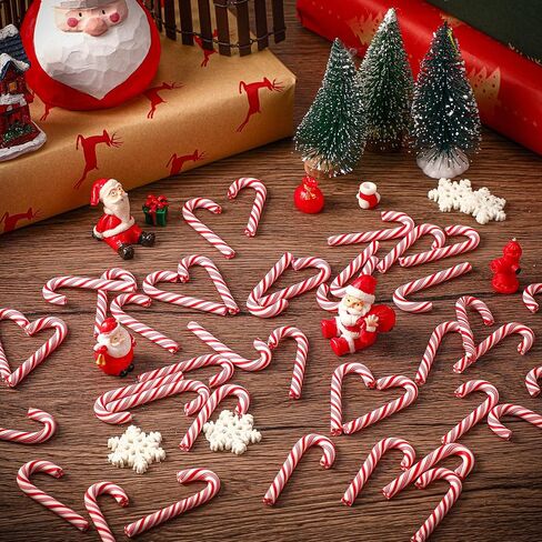 2" Fake Candy Canes-Polymer Clay Candy Cane Craft,Mini Christmas Decorations, 50pcs Peppermint Ornaments for Tree Hanging DIY Decor Supplies in Saudi Arabia