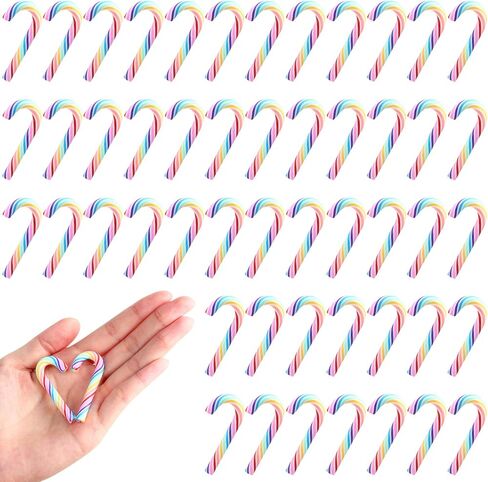 2" Fake Candy Canes-Polymer Clay Candy Cane Craft,Mini Christmas Decorations, 50pcs Peppermint Ornaments for Tree Hanging DIY Decor Supplies in Saudi Arabia
