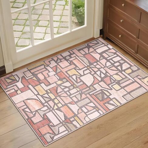 DEXDE 2x6 Runner Rug Washable Modern Abstract Non Slip Low Pile Throw Rugs Soft Indoor Carpet for Hallway Kitchen Bedroom Bathroom Laundry Entrance, Bedside Living Room, Blue in Saudi Arabia