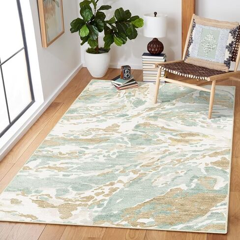 DEXDE 2x6 Runner Rug Washable Modern Abstract Non Slip Low Pile Throw Rugs Soft Indoor Carpet for Hallway Kitchen Bedroom Bathroom Laundry Entrance, Bedside Living Room, Blue in Saudi Arabia