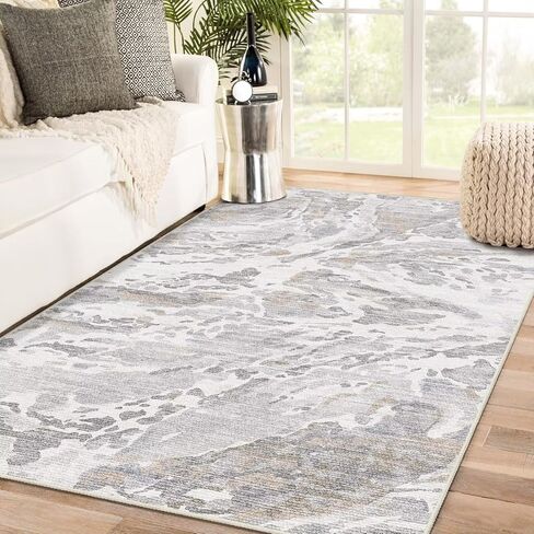 DEXDE 2x6 Runner Rug Washable Modern Abstract Non Slip Low Pile Throw Rugs Soft Indoor Carpet for Hallway Kitchen Bedroom Bathroom Laundry Entrance, Bedside Living Room, Blue in Saudi Arabia