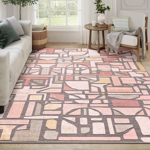 DEXDE 2x6 Runner Rug Washable Modern Abstract Non Slip Low Pile Throw Rugs Soft Indoor Carpet for Hallway Kitchen Bedroom Bathroom Laundry Entrance, Bedside Living Room, Blue in Saudi Arabia