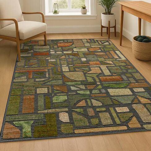 DEXDE 2x6 Runner Rug Washable Modern Abstract Non Slip Low Pile Throw Rugs Soft Indoor Carpet for Hallway Kitchen Bedroom Bathroom Laundry Entrance, Bedside Living Room, Blue in Saudi Arabia
