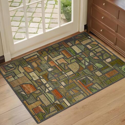 DEXDE 2x6 Runner Rug Washable Modern Abstract Non Slip Low Pile Throw Rugs Soft Indoor Carpet for Hallway Kitchen Bedroom Bathroom Laundry Entrance, Bedside Living Room, Blue in Saudi Arabia
