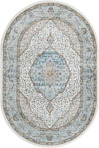 Unique Loom Nyla Collection Area Rug - Winner (6' 1" x 9' Oval Blue/Dark Gray) in Saudi Arabia