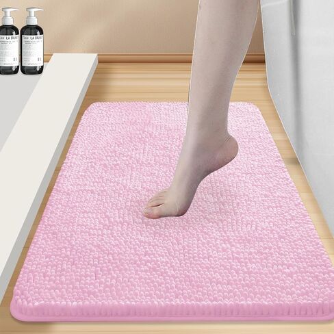 Non-Slip Chenille Bath Rug Pad - Ultra Absorbent Quick-Dry & Machine Washable for Bathroom/Shower(16"-24") in Saudi Arabia