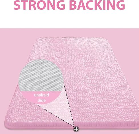 Non-Slip Chenille Bath Rug Pad - Ultra Absorbent Quick-Dry & Machine Washable for Bathroom/Shower(16"-24") in Saudi Arabia