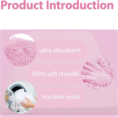 Non-Slip Chenille Bath Rug Pad - Ultra Absorbent Quick-Dry & Machine Washable for Bathroom/Shower(16"-24") in Saudi Arabia