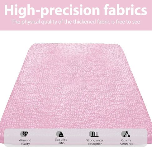 Non-Slip Chenille Bath Rug Pad - Ultra Absorbent Quick-Dry & Machine Washable for Bathroom/Shower(16"-24") in Saudi Arabia
