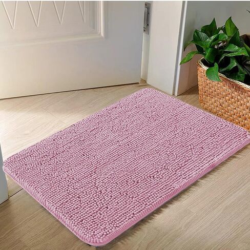 Non-Slip Chenille Bath Rug Pad - Ultra Absorbent Quick-Dry & Machine Washable for Bathroom/Shower(16"-24") in Saudi Arabia