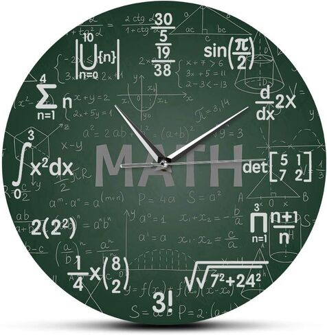 12 Inch Green Math Wall Clock, Novelty Unique Maths Equation Wall Clock, Each Hour Marked by a Simple Math Equation for Classroom Office Back to School Gifts for Teacher Engineer Math Geek in Saudi Arabia