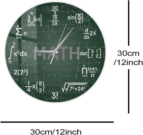 12 Inch Green Math Wall Clock, Novelty Unique Maths Equation Wall Clock, Each Hour Marked by a Simple Math Equation for Classroom Office Back to School Gifts for Teacher Engineer Math Geek in Saudi Arabia