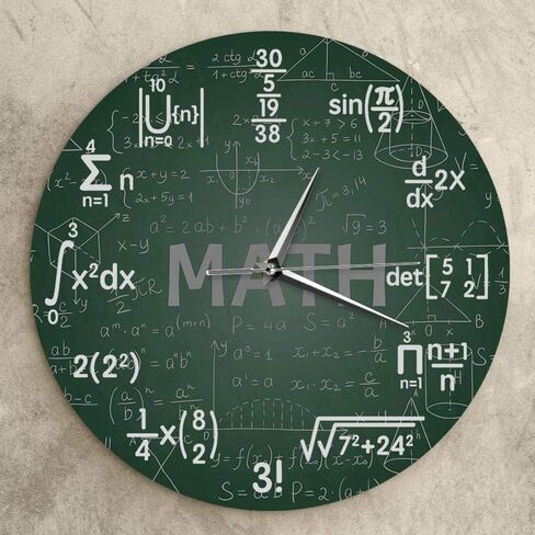 12 Inch Green Math Wall Clock, Novelty Unique Maths Equation Wall Clock, Each Hour Marked by a Simple Math Equation for Classroom Office Back to School Gifts for Teacher Engineer Math Geek in Saudi Arabia