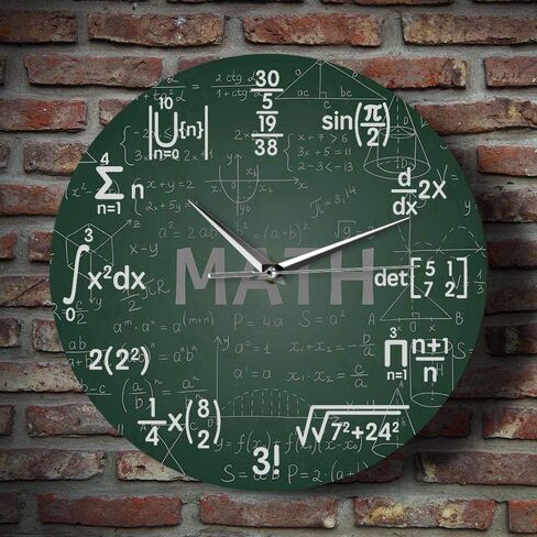 12 Inch Green Math Wall Clock, Novelty Unique Maths Equation Wall Clock, Each Hour Marked by a Simple Math Equation for Classroom Office Back to School Gifts for Teacher Engineer Math Geek in Saudi Arabia