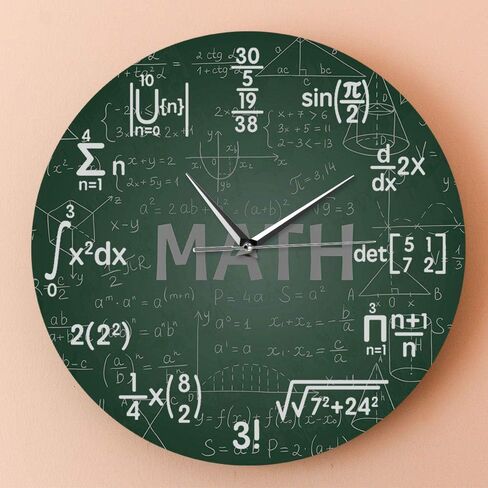 12 Inch Green Math Wall Clock, Novelty Unique Maths Equation Wall Clock, Each Hour Marked by a Simple Math Equation for Classroom Office Back to School Gifts for Teacher Engineer Math Geek in Saudi Arabia