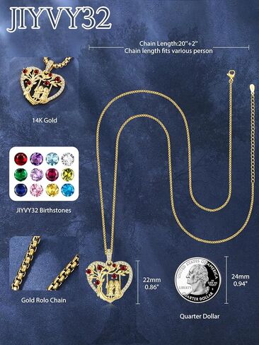 JIYVY32 14K Gold Tree of Life Necklace for Sister Christmas Gifts from Sister,Heart Jewelry with Birthstone Pendant for Women Female Friendship Forever My Friend in Saudi Arabia