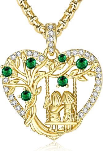 JIYVY32 14K Gold Tree of Life Necklace for Sister Christmas Gifts from Sister,Heart Jewelry with Birthstone Pendant for Women Female Friendship Forever My Friend in Saudi Arabia