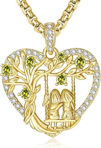 JIYVY32 14K Gold Tree of Life Necklace for Sister Christmas Gifts from Sister,Heart Jewelry with Birthstone Pendant for Women Female Friendship Forever My Friend in Saudi Arabia