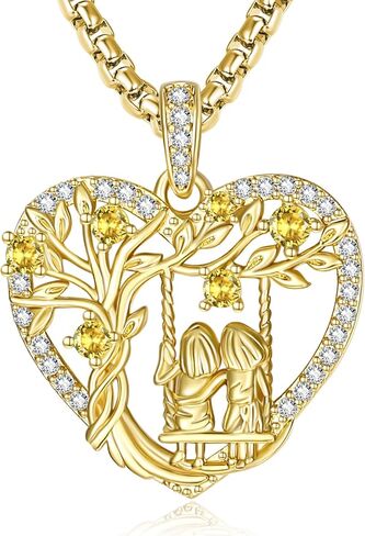 JIYVY32 14K Gold Tree of Life Necklace for Sister Christmas Gifts from Sister,Heart Jewelry with Birthstone Pendant for Women Female Friendship Forever My Friend in Saudi Arabia