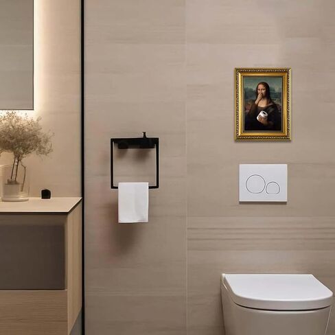 YD&YZY Gold Framed Bathroom Wall Art Mona Lisa Humor Amusing Toilet Art Pinching Nose Wall Decor Funny Vintage Painting Picture Print Whimsical Bathroom Restroom 8x10 inch Small Framed in Saudi Arabia