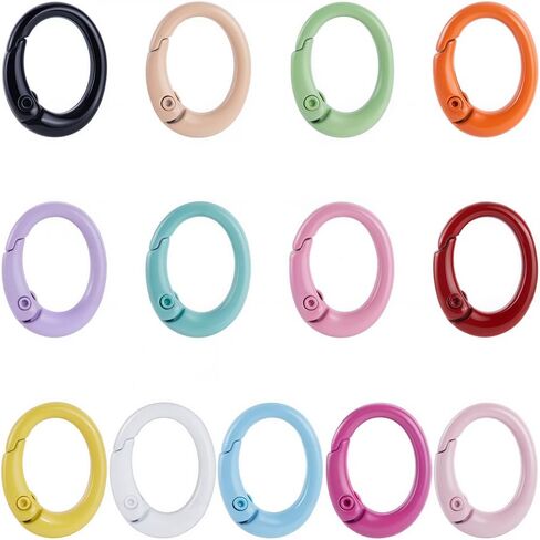 SUNNYCLUE 1 Box 26Pcs 13 Colors Spring Gate Rings Oval Ring Clip Bulk Metal Alloy Colorful Round Carabiner O Keychain Key Ring Snap Clips Buckle for Keys Bags Purses Handbag DIY Crafts Accessories in Saudi Arabia