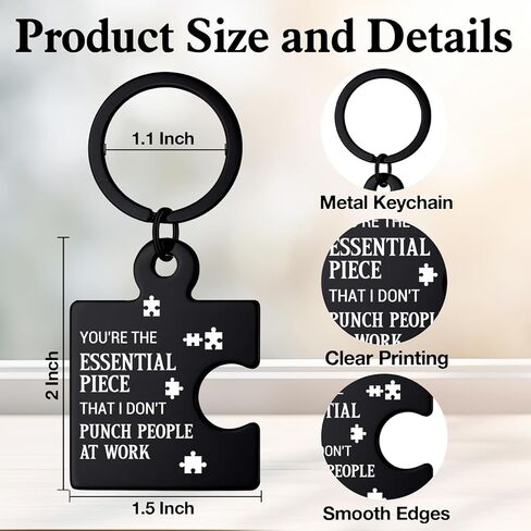 RPBAGW Funny Coworker Gifts for Women Men, Office Friendship Puzzle Keychain Appreciation Gifts for Coworkers Work Besties Colleagues - Black in Kuwait