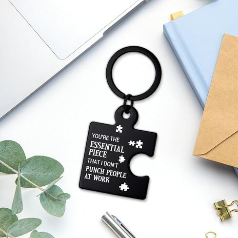 RPBAGW Funny Coworker Gifts for Women Men, Office Friendship Puzzle Keychain Appreciation Gifts for Coworkers Work Besties Colleagues - Black in Kuwait