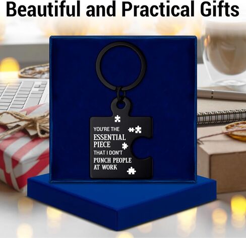 RPBAGW Funny Coworker Gifts for Women Men, Office Friendship Puzzle Keychain Appreciation Gifts for Coworkers Work Besties Colleagues - Black in Kuwait