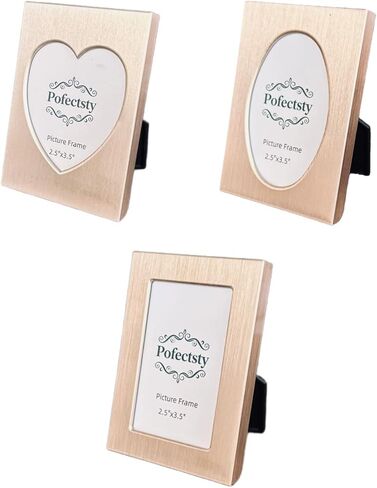 Pofectsty 2.5x3.5 Inch Mini Metal Picture Frame Set Set of 3, 2 1/2 x 3 1/2 Matte Brushed Silver Small Picture Frame Photo Frame with Picture Storage Behind (silver) in Saudi Arabia