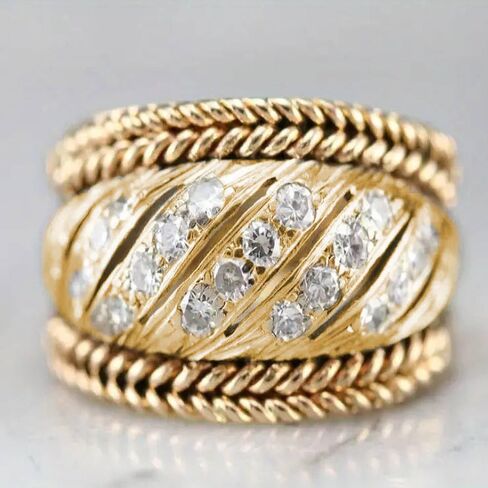 Hollow Design Cubic Zirconia Ring for Women in Saudi Arabia