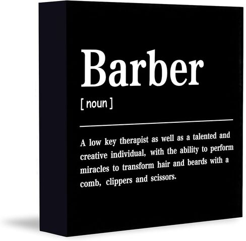CUANFDDSF Barbershop Hair Salon Decor Wooden Box Sign, Barber Shop Barber Gifts for Men Accessories, Salon Decor for Hair Stylist Salon Barbershop Wall Desk Shelf Tabletop Decoration in Saudi Arabia