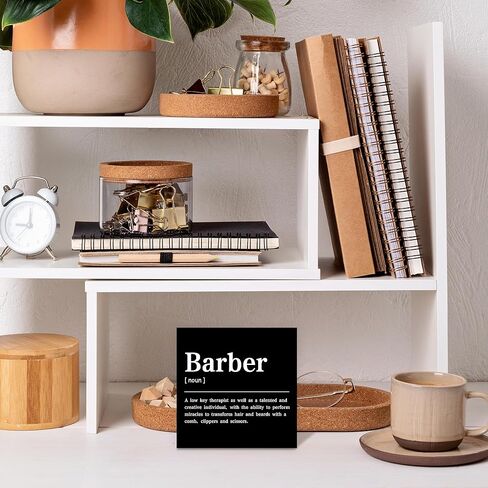 CUANFDDSF Barbershop Hair Salon Decor Wooden Box Sign, Barber Shop Barber Gifts for Men Accessories, Salon Decor for Hair Stylist Salon Barbershop Wall Desk Shelf Tabletop Decoration in Saudi Arabia
