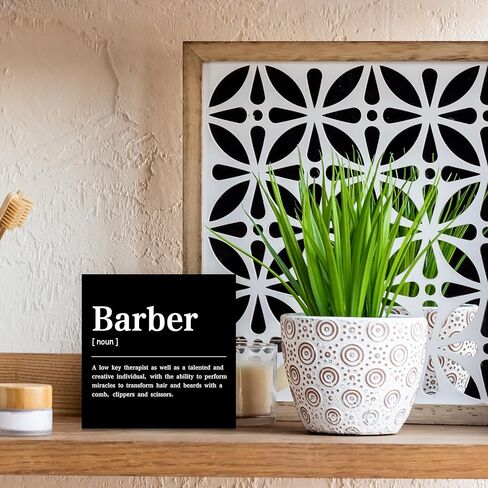 CUANFDDSF Barbershop Hair Salon Decor Wooden Box Sign, Barber Shop Barber Gifts for Men Accessories, Salon Decor for Hair Stylist Salon Barbershop Wall Desk Shelf Tabletop Decoration in Saudi Arabia
