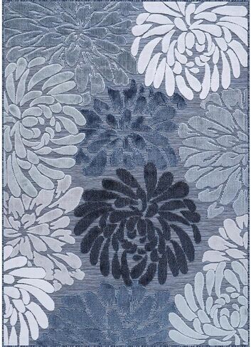 Luul Home Floral Indoor Outdoor Rugs 8x10 Large Area Rug for Living Room, Patio Decor, Kitchen, and Entryway Rug, Washable Stain Resistant Outside Carpet Navy 8 x 10 in Saudi Arabia